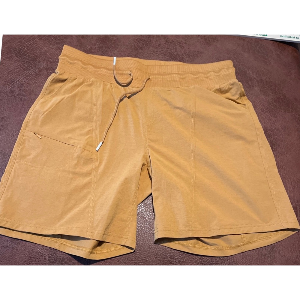 Zyia Active Mens XXL‎ Mustard Gold Athletic Training Shorts Zipper Pocket
